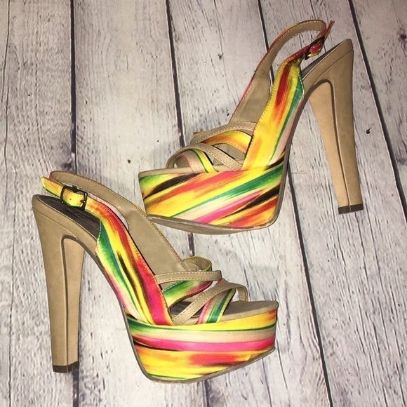 Michael Antonio “Kayla” platform Sling back heels Sz 6 - Picture 4 of 8